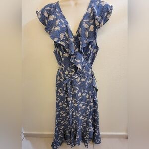 Max Studio Flutter Sleeve Wrap Midi Dress